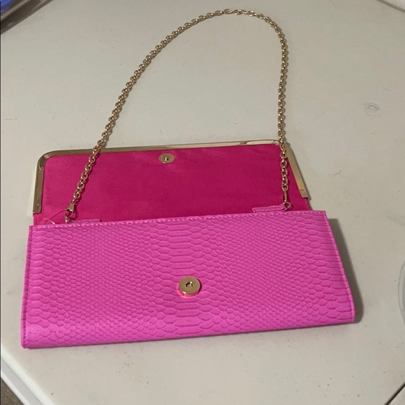 Bright pink crossbody long clutch - Picture 4 of 8